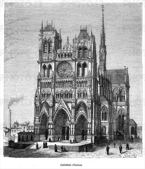La cathédrale Notre-Dame d'Amiens est la plus vaste de France par ses volumes intérieurs (200 000 m3). Avec les cathédrales de Chartres et de Reims, elle est considérée comme l'archétype du style gothique classique, comprenant aussi des éléments des phases suivantes du style gothique, du gothique rayonnant (notamment le chevet) et du gothique flamboyant (notamment la grande rosace de la façade occidentale, la tour nord et les stalles). (1220-1288).