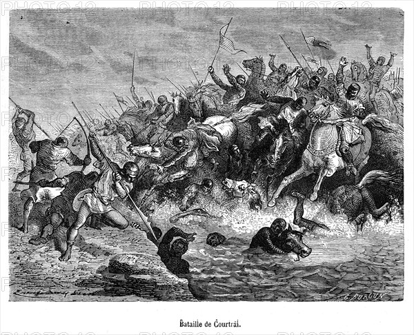 La bataille de Courtrai opposa le roi de France aux milices communales flamandes le 11 juillet 1302, près de Courtrai, appelée également bataille des éperons d'or.