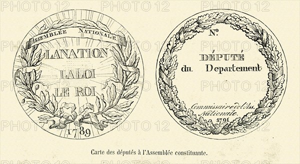 Révolution. Carte des députés à l'Assemblée constituante. Gravure 19e.