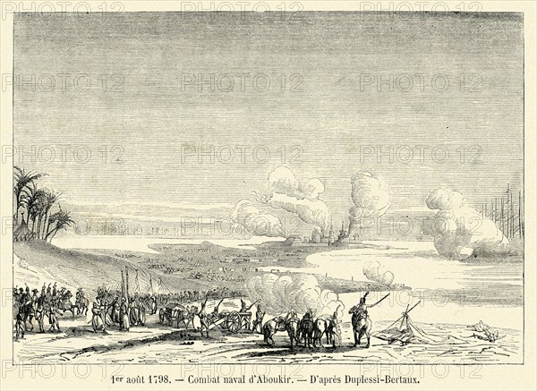 1er août 1798. Combat naval d'Aboukir. Gravure 19e.