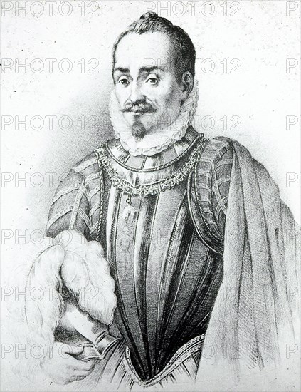 Octave Farnèse, en italien Ottavio Farnese, duc de Parme (1521 - 1586), second fils de Pierre Louis Farnèse.
Le pape Paul III avec le cardinal Alexandre Farnèse et le duc Octave Farnèse - Le Titien, 1546Musée national de Capodimonte (Naples). Octave Farnèse était gendre de Charles-Quint, ayant épousé en 1538 sa fille naturelle Marguerite d'Autriche. En 1547, il hérite des duchés de Parme et Plaisance à la mort de son père. Cependant, ce ne fut qu'après bien des contestations, y compris celle de son grand-père, le pape Paul III, qu'il put prendre possession des duchés, soutenu par son beau-père l'empereur. Ce n'est qu'à partir de 1556, qu'il jouit en paix de son héritage ; il se fit bénir de ses sujets pendant son règne, et mourut en 1586. Gravure 19e.