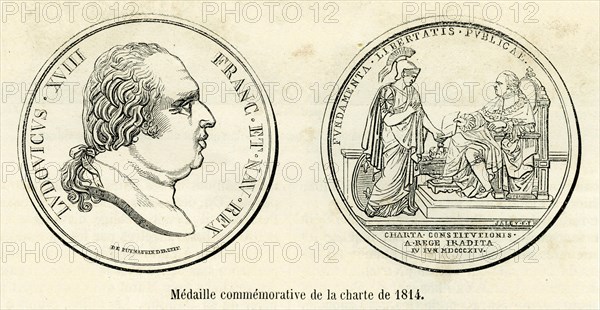 Médaille commémorative de la charte de 1814. Louis XVIII.