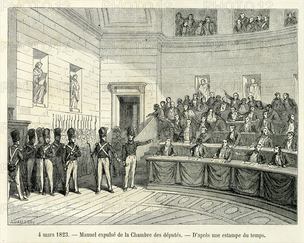 4 mars 1823. Manuel expulsé de la Chambre de députés.