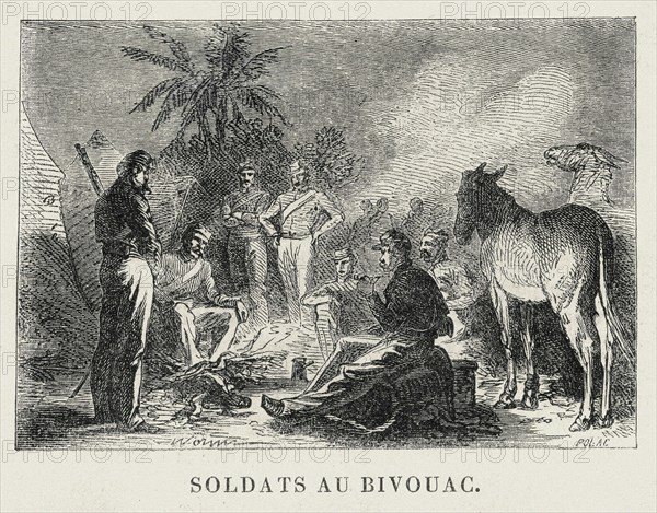 Soldats au bivouac.