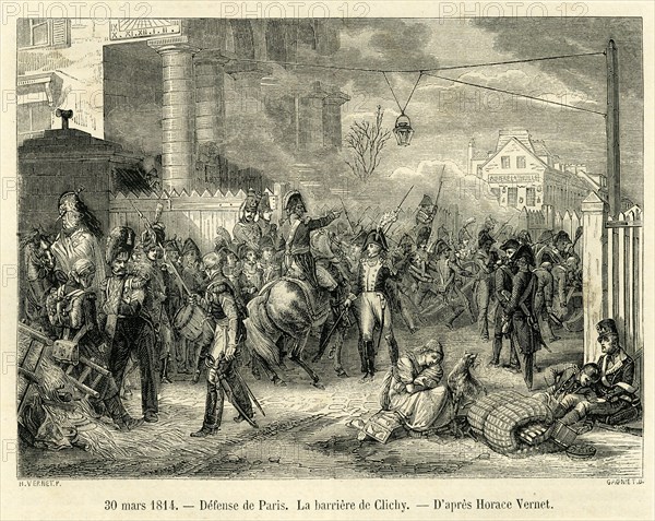 30 mars 1814. Défense de Paris. La barrière de Clichy. D'après Horace Vernet.