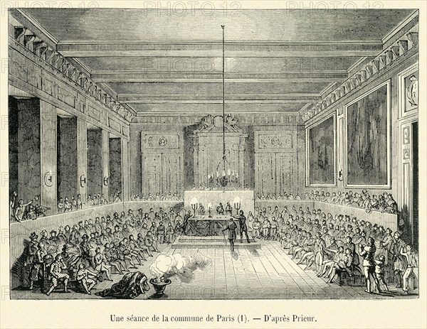 Révolution. Une séance de la commune de Paris. 1789. Gravure 19e.