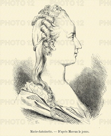 Marie-Antoinette. Gravure 19e.