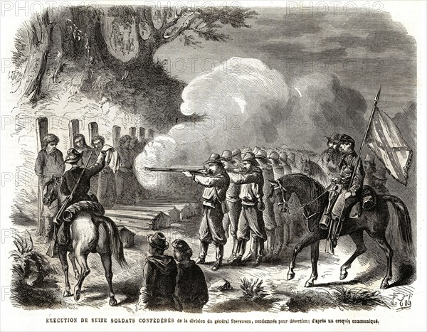 1864: Guerre de Sécession. Exécution de seize soldats confédérés de la division du général Stevenson, condamnés pour désertion.