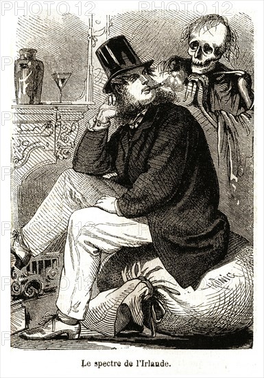 Caricature. La vie quotidienne des Anglais. Angleterre. Le "spectre" de l'Irlande (1864).