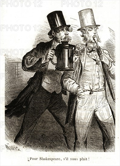 Angleterre. Caricature. La vie quotidienne des Anglais. Pour Shakespeare, s'il vous plaît !  (1864).