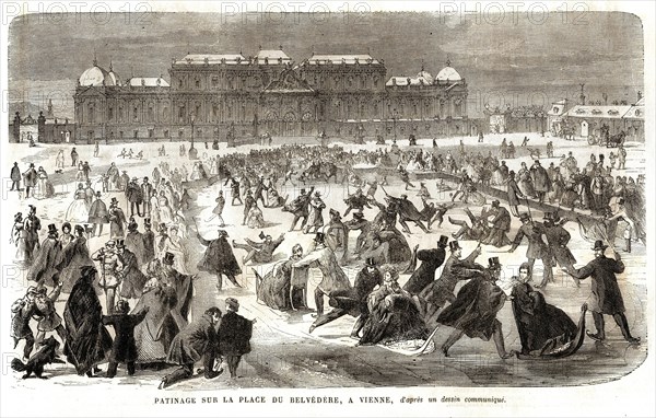 Autriche. Patinage sur la glace du Belvédère, à Vienne (1864).