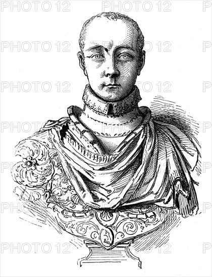 Charles IX. Buste par Germain Pilon. Gravure 19e.