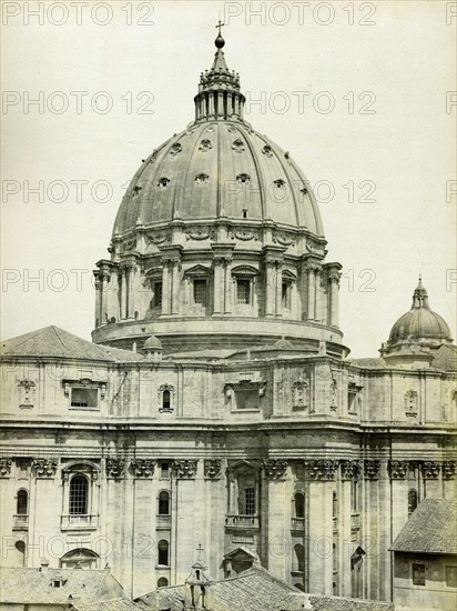 Italie. Rome. Vatican. Saint-Pierre de Rome (partie postérieure avec la coupole édifiée par Michel-Ange). Photo début 20e.