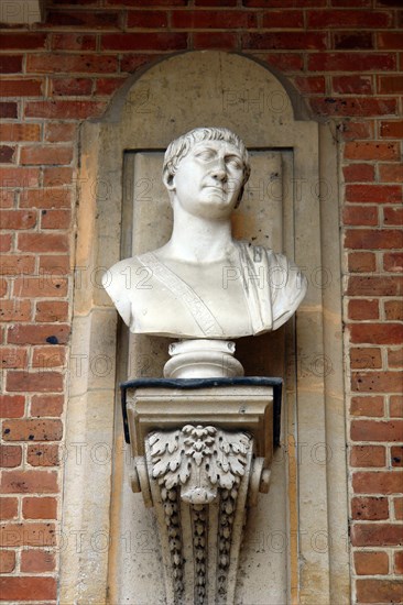 Close up of the bust statue of emperor Trajan