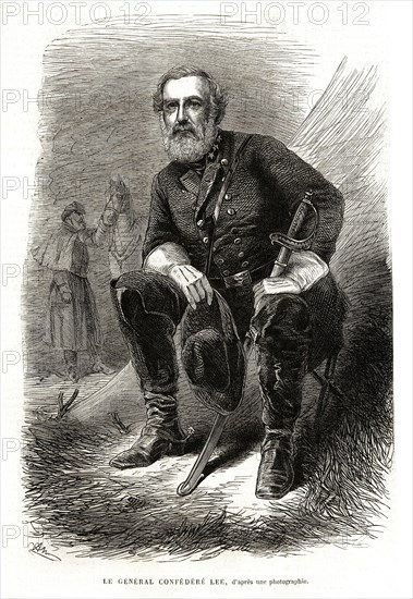 Guerre de Sécession (1864).  Robert Edward Lee (Stratford, Virginie, 19 janvier 1807 - Lexington, Virginie, 12 octobre 1870) était un officier de carrière américain, qui s'illustra à la tête des armées confédérées au cours de la Guerre de Sécession.