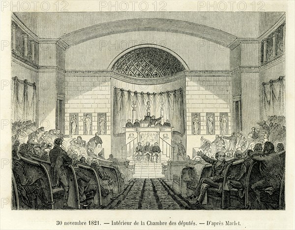 30 novembre 1821. Intérieur de la Chambre des députés, d'après Marlet.