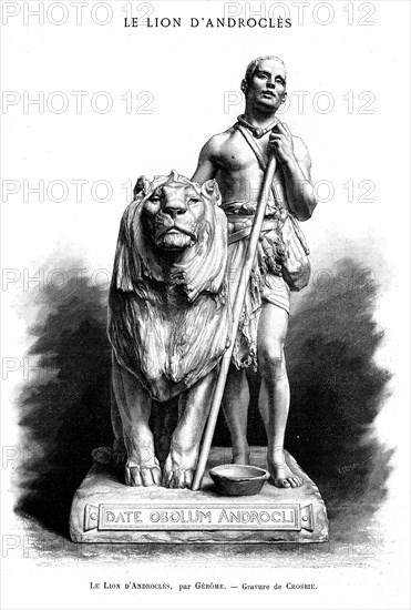 Le Lion d'Androclès par Gérôme. Gravure de Crosbie.