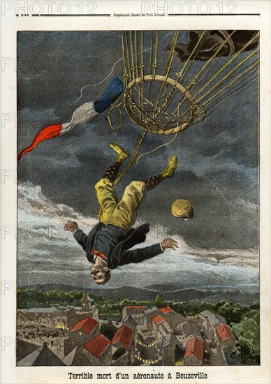 Le Petit Journal (supplément Illustré) du Dimanche 30 juillet 1899. N° 454. Mort d'un aéronaute à Beuzeville. Ballon dirigeable.