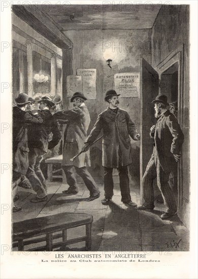Le Petit Journal (supplément Illustré) du Lundi 19 février 1894. N° 170. Les Anarchistes en Angleterre. La police au Club autonome de Londres.