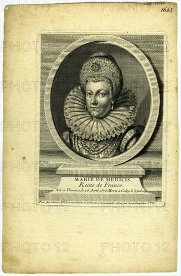 Marie de Médicis, née le 26 avril 1575 à Florence, morte le 3 juillet 1642 à Cologne, Reine de France de 1600 à 1610, reine-mère jusqu'à sa mort en 1642. Elle épouse le roi Henri IV le 17 décembre 1600 à Lyon. Interprète de ballets, collectionneuse, son mécénat artistique contribue à développer les arts en France. Proche des artistes de sa Florence natale, elle fut formée au dessin par Jacopo Ligozzi.
Elle est mère de : Louis XIII, roi de France, Élisabeth, reine d'Espagne et de Christine, duchesse de Savoie.