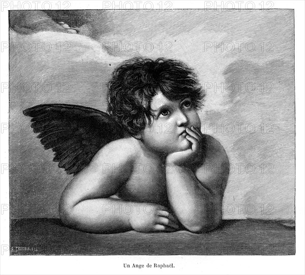 Un ange par Raphaël. Gravure.