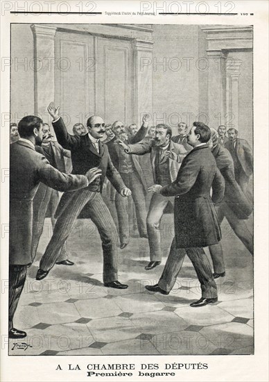 Le Petit Journal (supplément Illustré) du Dimanche 12 juin 1902. N° 605. Bagarre à la Chambre des Députés. Assemblée Nationale.