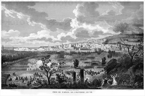 Epopée napoléonienne. Napoléon 1er. Prise de Naples, le 2 Pluviôse de l'AN VII. Italie.