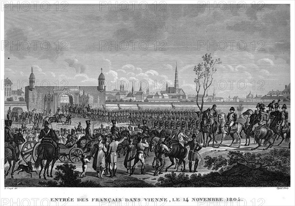 Epopée napoléonienne. Napoléon 1er. Entrée des Français dans Vienne, le 14 novembre 1805. Autriche