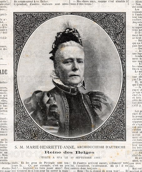 Le Petit Journal (supplément Illustré) du Dimanche 5 octobre 1902. N° 620. S.M. Marie-Henriette-Anne, Archiduchesse d'Autriche. Reine des Belges. Morte à Spa, le 19 septembre 1902.