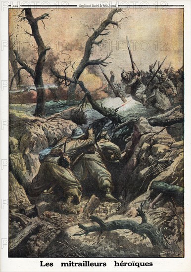 French soldiers acting as heroes in the trenches of Verdun