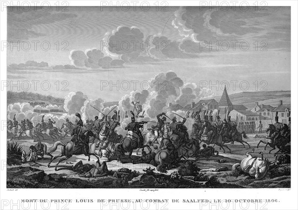 Epopée napoléonienne. Napoléon 1er. Mort du Prince de Prusse, au combat de Saalfed, le 10 octobre 1806.
