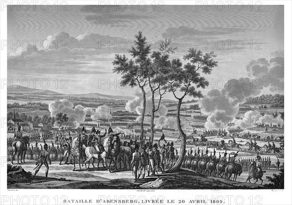 Epopée napoléonienne. Napoléon 1er. Bataille d'Abensberg, livrée le 20 avril 1809.