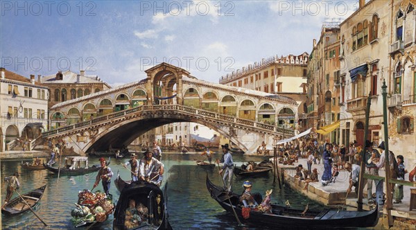 Pascutti, A Busy Day near the Rialto Bridge