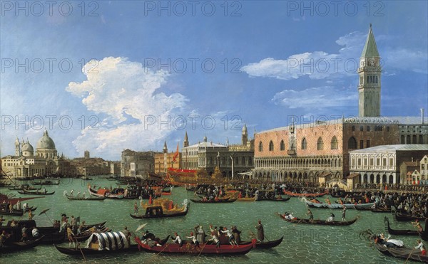 Canaletto, Le Bucintoro se préparant à quitter Le Molo à l'Ascension