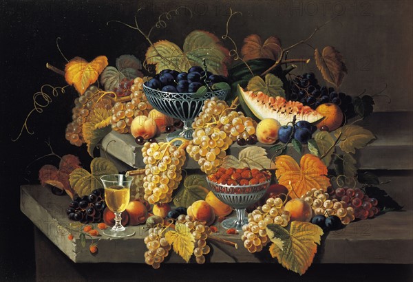 Roesen, Nature Morte avec Melon, Cerises et Fraises