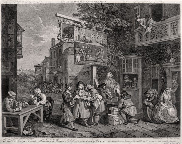 'Canvassing for votes', 1757. Artist: Charles Grignion