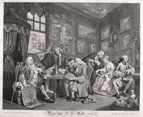 'Marriage a la mode', 1745; plate I. Artist: Gérard Jean-Baptiste Scotin