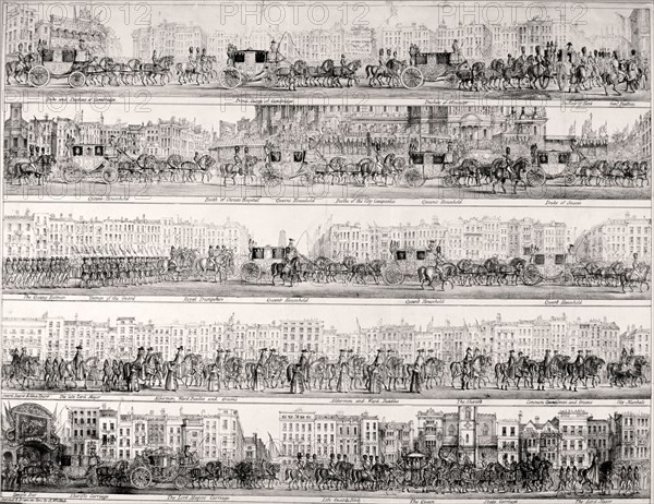 Queen Victoria's Progress through London, 1837. Artist: Joseph Robins