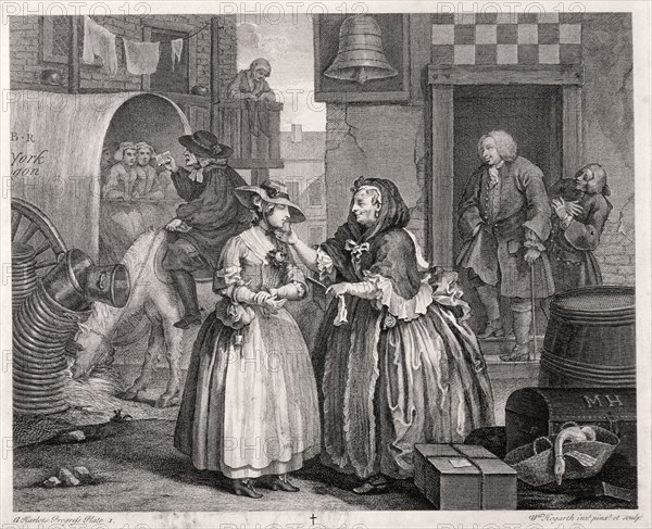 'Innocence betrayed, or the journey to London', plate I of The Harlot's Progress, 1732. Artist: William Hogarth