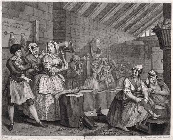 'In Bridewell beating hemp', plate IV of The Harlot's Progress, 1732. Artist: William Hogarth