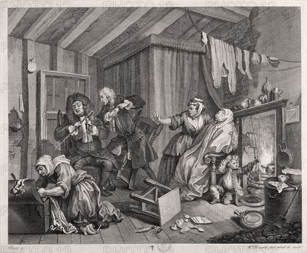 'In a high saliuation [sic] at the point of death', plate V of The Harlot's Progress, 1732. Artist: William Hogarth