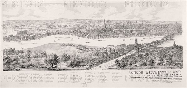 View of London from Southwark, 1543. Artist: Nathaniel Whittock