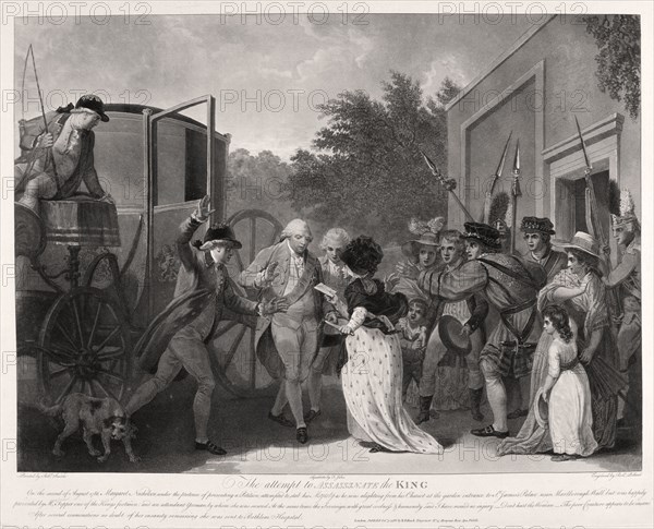 Assassination attempt on King George III, 1786. Artist: Francis Jukes