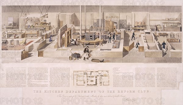 Reform Club's kitchens, Westminster, London, 1842. Artist: John Tarring