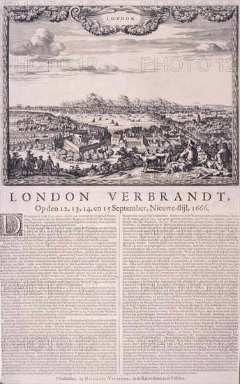 The Great Fire of London, 1666. Artist: Pieter Hendrickcz Schut