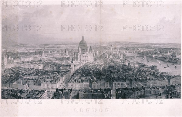 Panoramic view of London, 1846. Artist: James Tibbitts Willmore