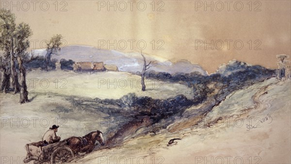 Landscape with Horse and Cart', 1883. Artist: Sir John Gilbert