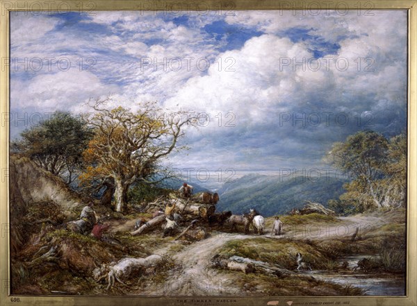 'The timber waggon', 1872. Creator: John Linnell the Elder.