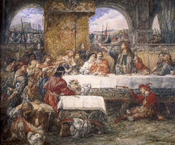 Cedric's Toast', 1859. Artist: Sir John Gilbert