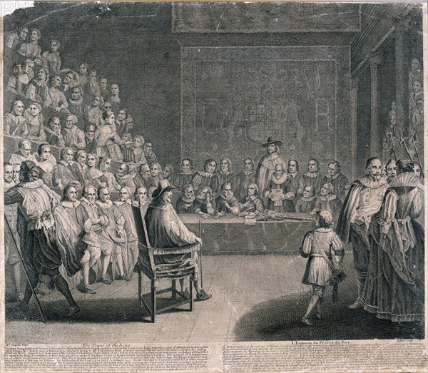Trial of King Charles I, Palace of Westminster, c1725. Artist: Claude Dubosc